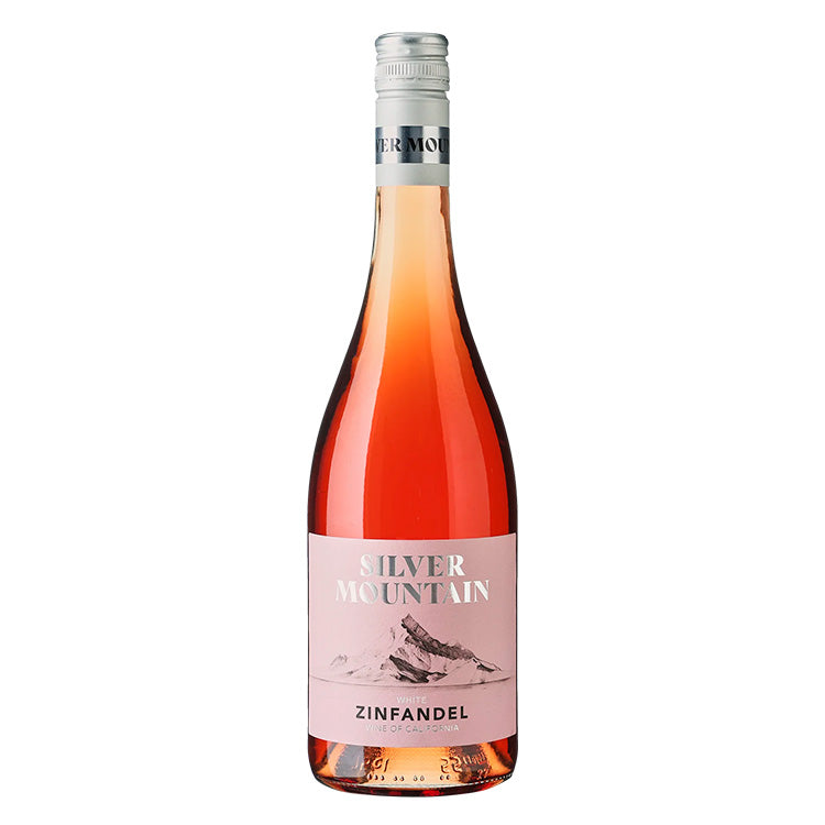 En flaske Silver Mountain White Zinfandel rosévin fra Californien.