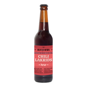 Flaske med Chili Lakrids Porter fra Randers Bryghus Old News serien.