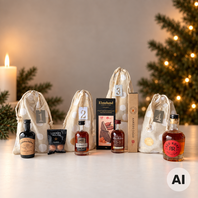 Adventskalender med rom / sukkerrørsspiritus og søde lækkerier