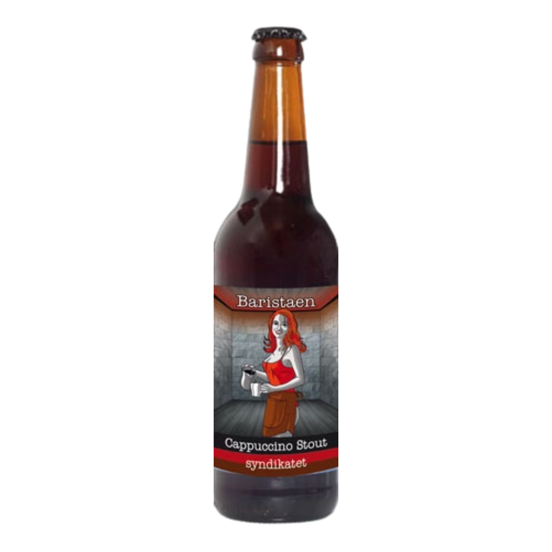 Baristaen Cappuccino Stout fra Syndikatet, en specialøl med kaffesmag til ølelskere.