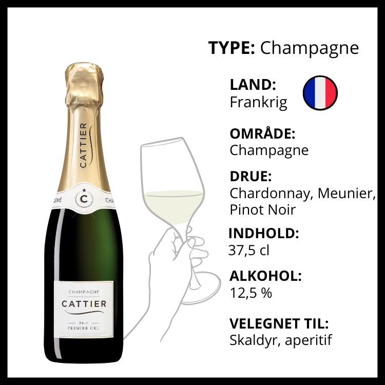 Champagne Cattier Premier Cru Brut mousserende vin fra Frankrig i en 37,5 cl flaske.
