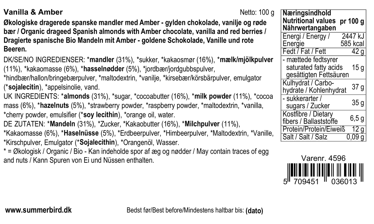 Summerbird - Vanilje & Amber Dragerede Mandler