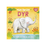 Børnebog Mine Første Dyr fra Lille Mig med rør-og-føl effekter og illustration af en elefant.