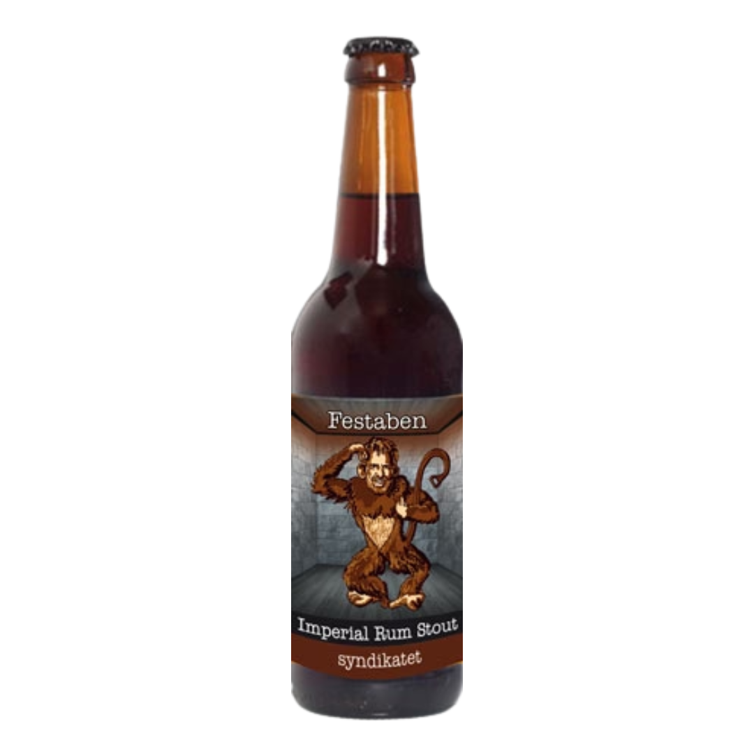 Festaben Imperial Rum Stout fra Syndikatet er en mørk specialøl med fyldig smag.