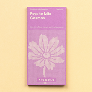 Frøpose med Cosmos Psyche Mix blomsterfrø fra Piccolo Seeds – store blomster i crimson, lavendel-rosa og hvid