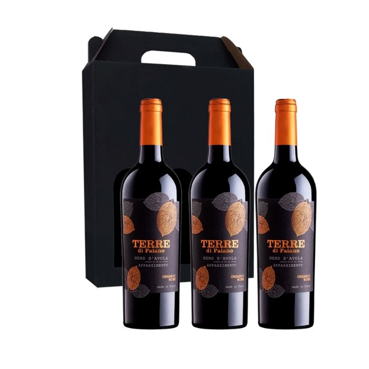 Vingave 3 fl. rødvin, Terre Di Faiano - Nero D´Avola ØKO (Italien)