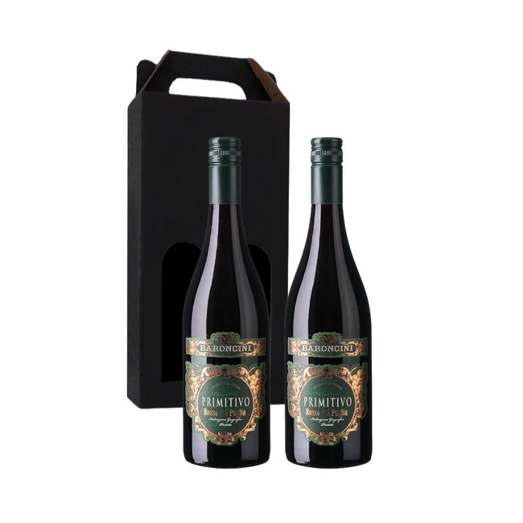 Vingave 2 fl. rødvin, Baroncini - Primitivo Puglia IGP ØKO (Italien)