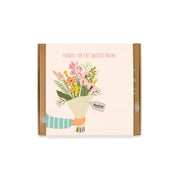 Gaveæske med Blossombs frøbomber og teksten Flowers for the sweetest mum til mors dag.