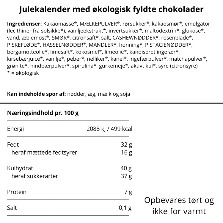 Julekalender med fyldte chokolader fra Anker Chokolade