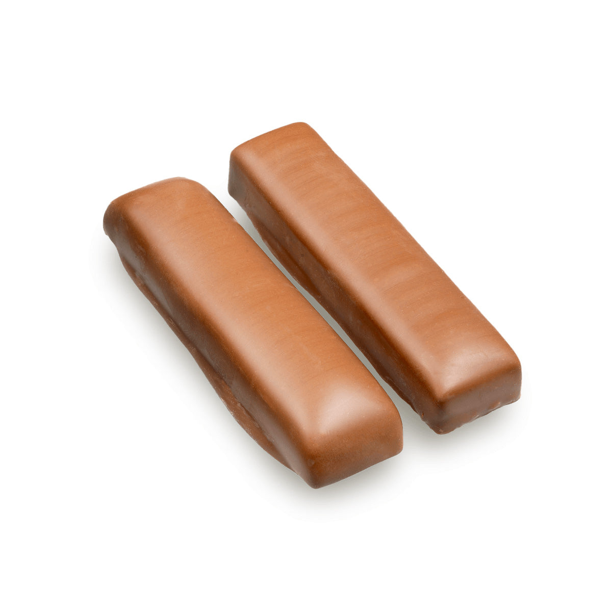To stykker Bagsværd Lakrids Lys Symfoni overstukket med cremet lys mælkechokolade.