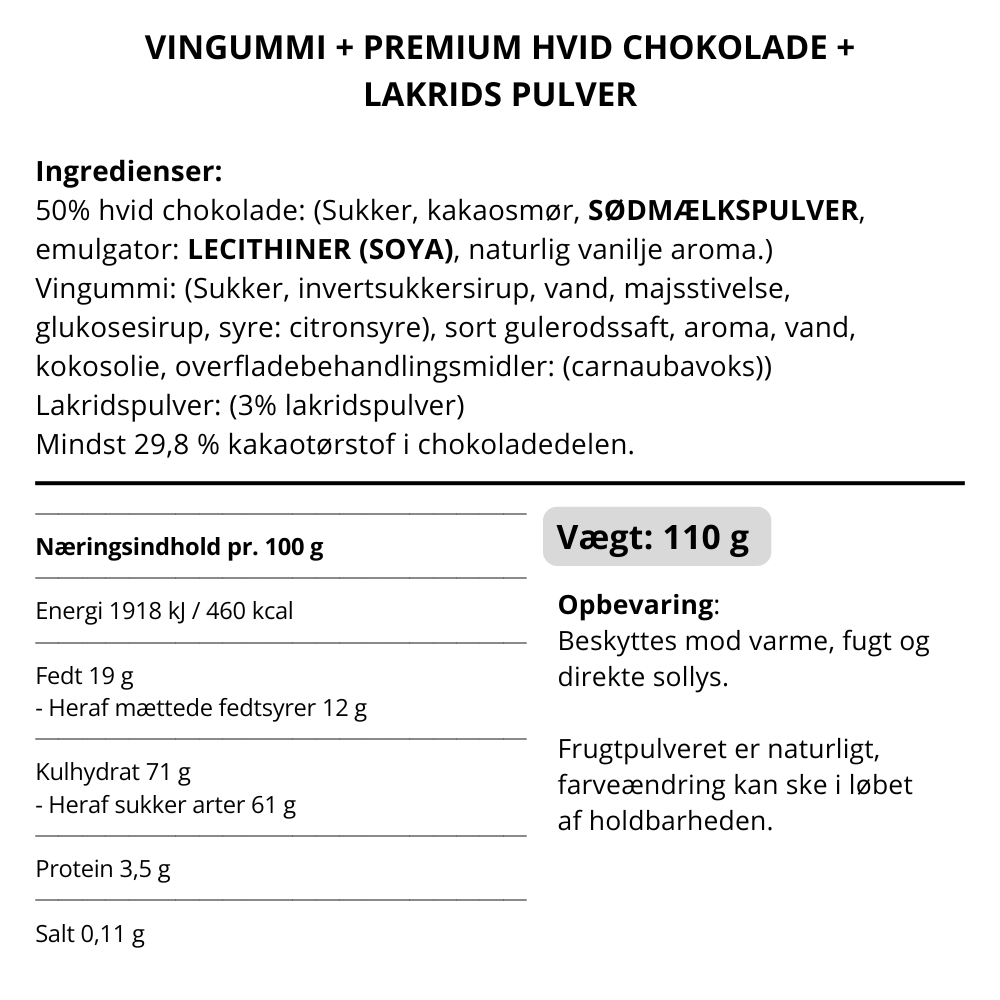 Vingummi m. hvid chokolade, lakrids og vilde bær - Box the original