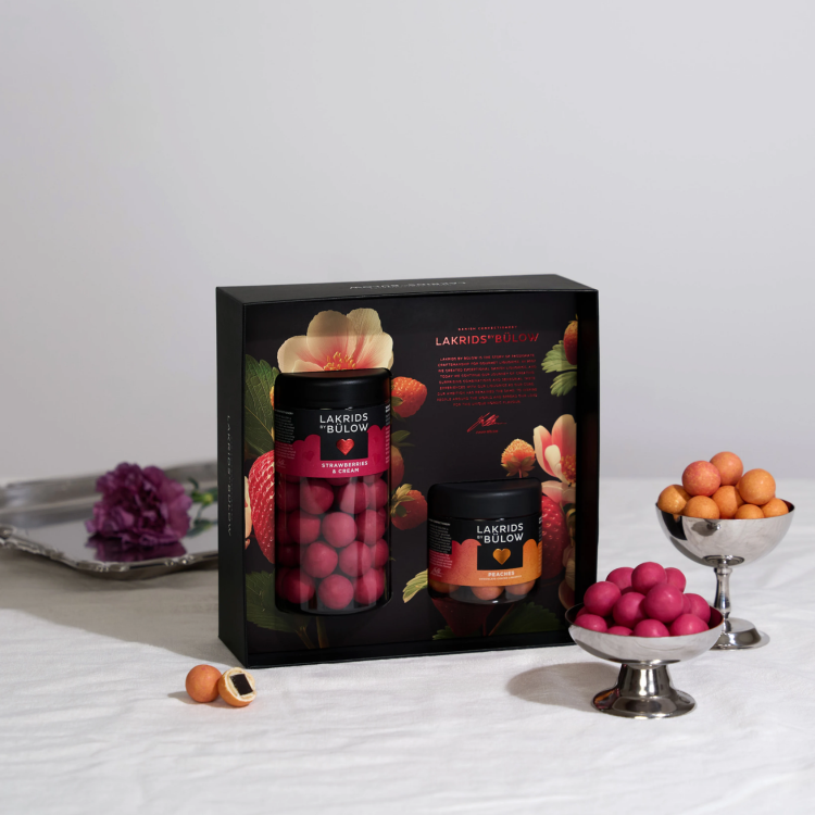 Lakrids by Bülow - SAMPAK Strawberries & Cream + Peaches (stor og lille bøtte)