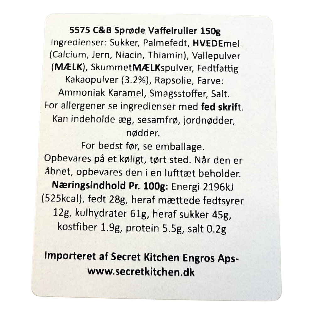 C&B - Sprøde vaffelruller med chokoladecreme