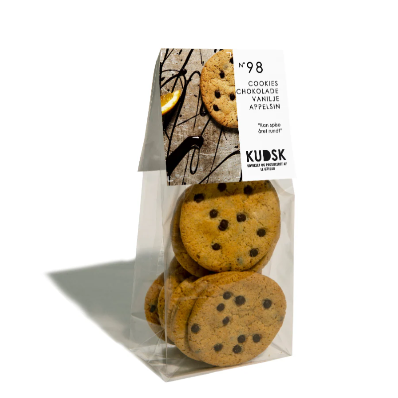 Kudsk smørbagte chokoladecookies med vanilje og appelsin