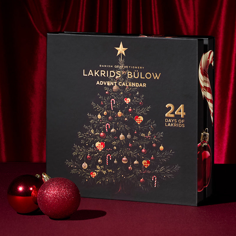 Lakridsjulekalender med 24 låger, fyldt med dansk gourmetlakrids fra Lakrids by Johan Bülow