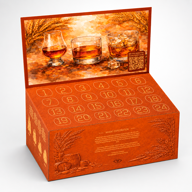 Whisky julekalender fra MacY med whisky fra hele verden, bestil hos Delikatessehuset