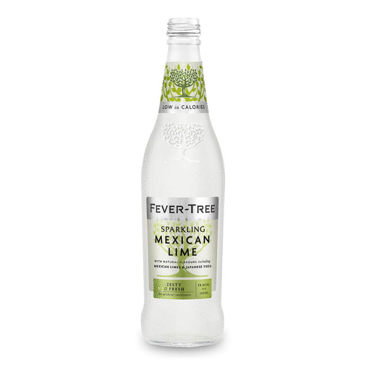 Fever-Tree Sparkling Mexican Lime mixer med naturlige ingredienser i en glasflaske.