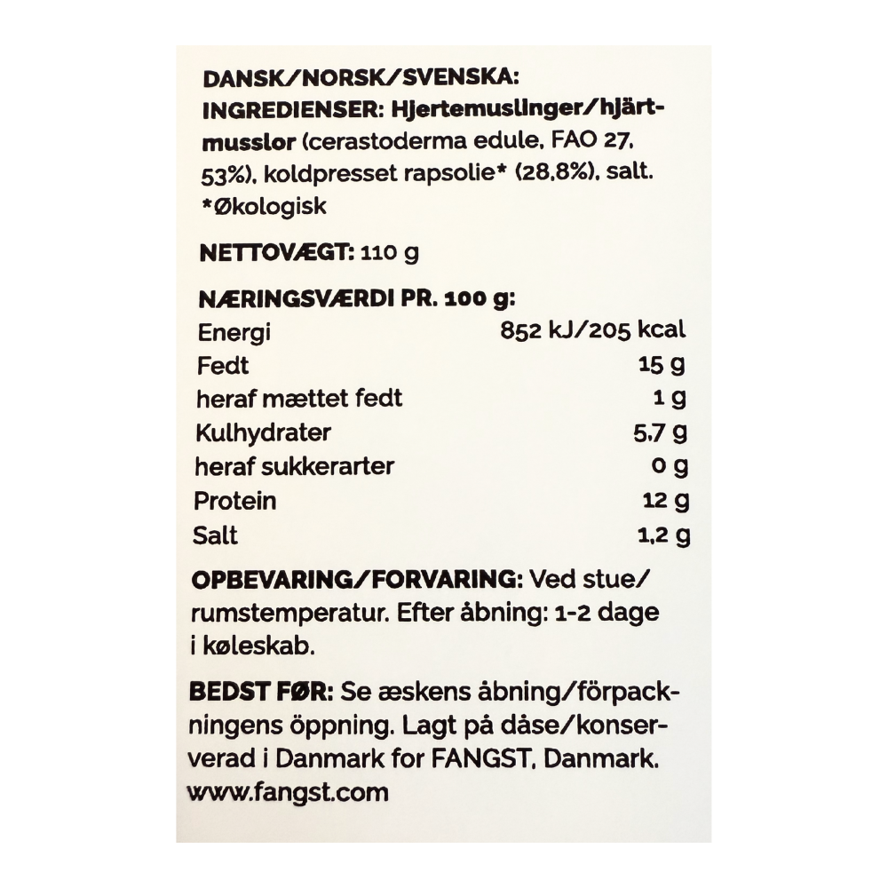 Hjertemusling i koldpresset rapsolie - Fangst
