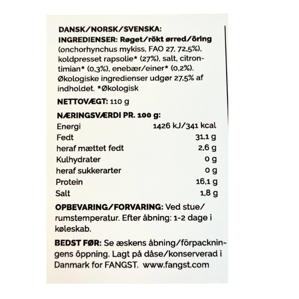 Røget dansk regnbueørred, enebær og citrontimian - Fangst