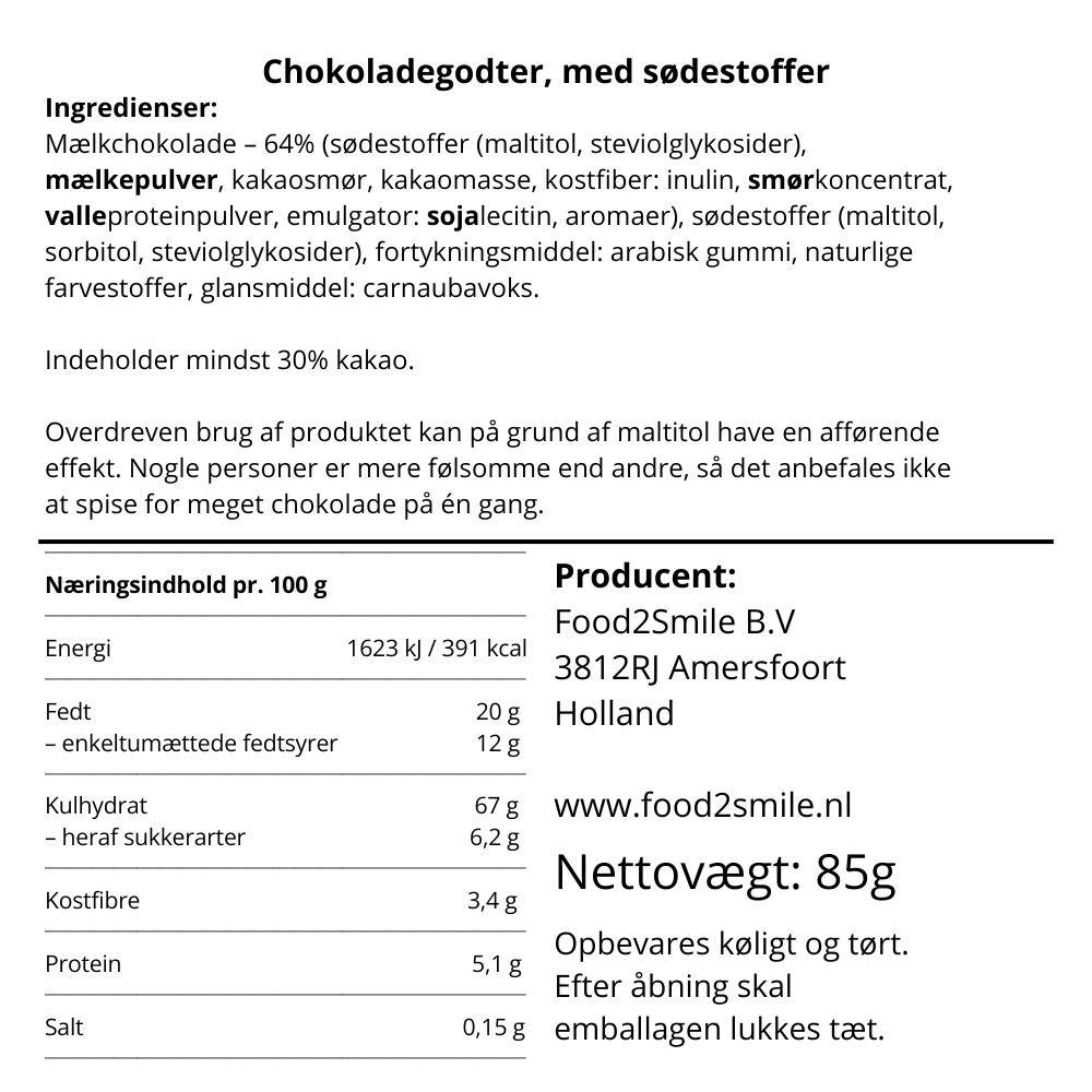 Chocosmiles - Uden tilsat sukker