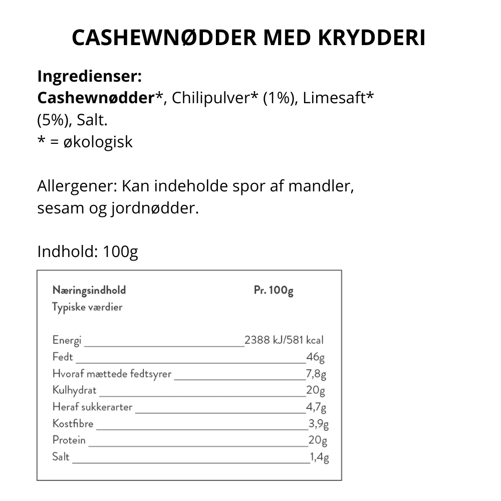 Chili og lime cashewnødder - Guru snack