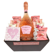Gavekurv - 'TAK' med rosé bobler og luksus chokolade