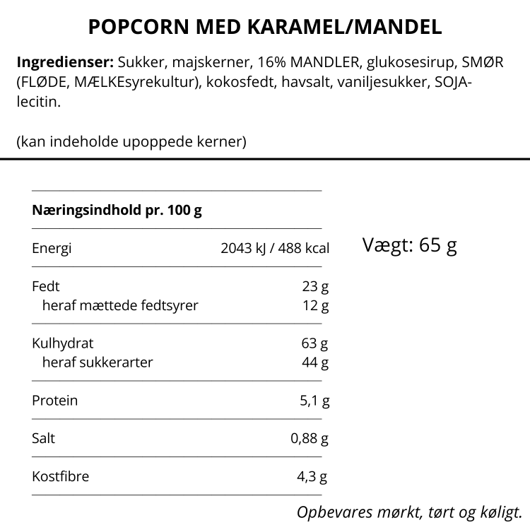 Popcorn med Mandel & Karamel, No Crap