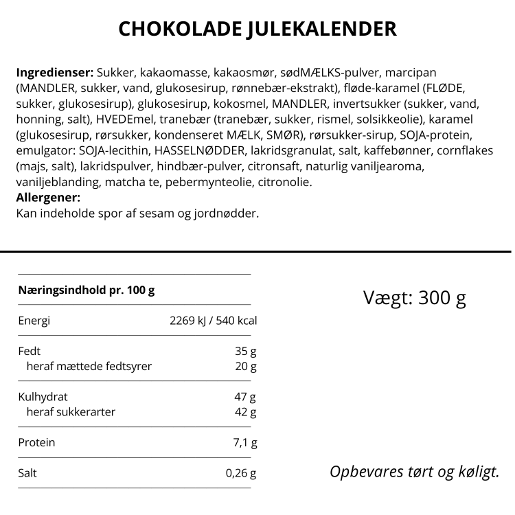 Julekalender med chokolade 'Size matters' - Simply Chocolate