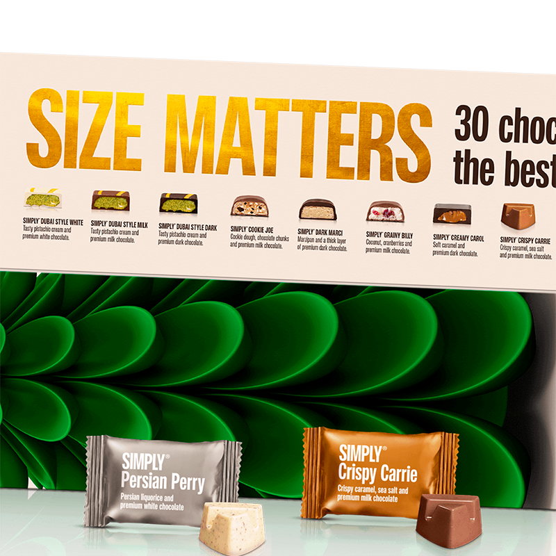 Julekalender Simply Chocolate 2026 med 30 stykker chokolade. Bestil hos Delikatessehuset