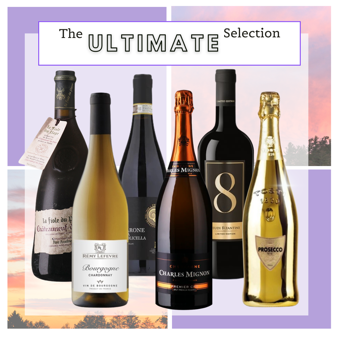The Ultimate Selection eksklusiv vinsmagekasse med luksusvine, champagne og prosecco fra Delikatessehuset.