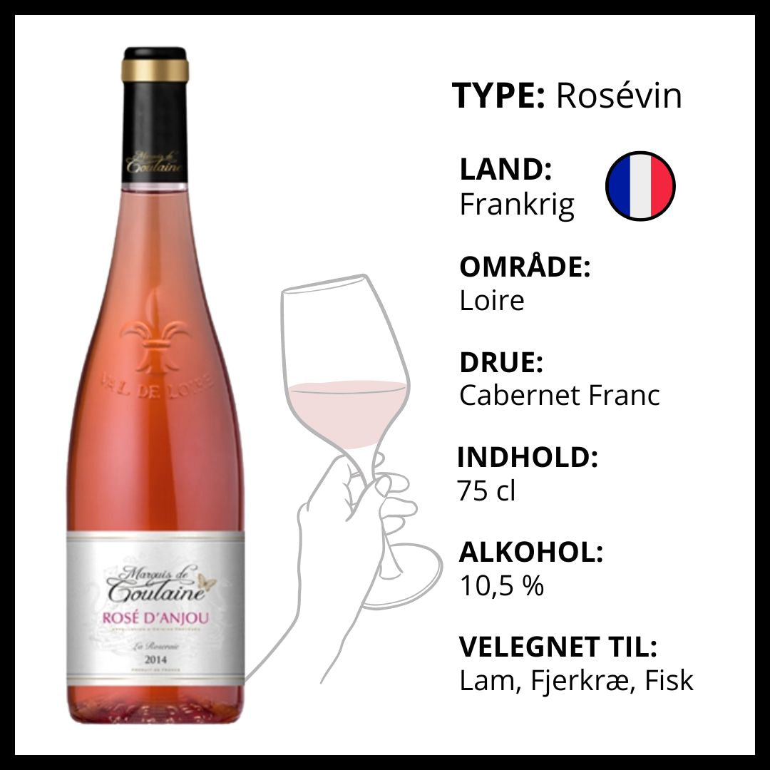 Fransk Rosé d'Anjou Marquis de Goulaine vin fra Loire, ideel til lam, fjerkræ og fisk.