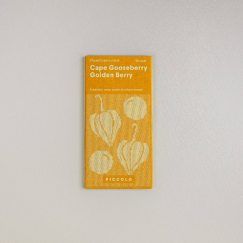 Frøpose med Cape Gooseberry ananaskirsebærfrø fra Piccolo Seeds – nem at dyrke i potter, sød og syrlig smag
