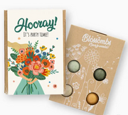 Gaveæske "Hooray! It´s party time" med 4 blomsterbomber