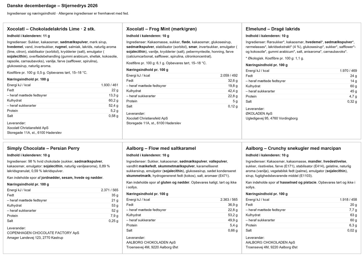 Delikatessehusets julekalender - danske decemberdage
