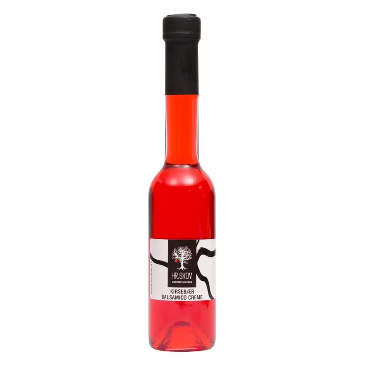 Hr. Skov Kirsebær Balsamico Creme flaske til gourmetmadlavning fra Delikatessehuset.