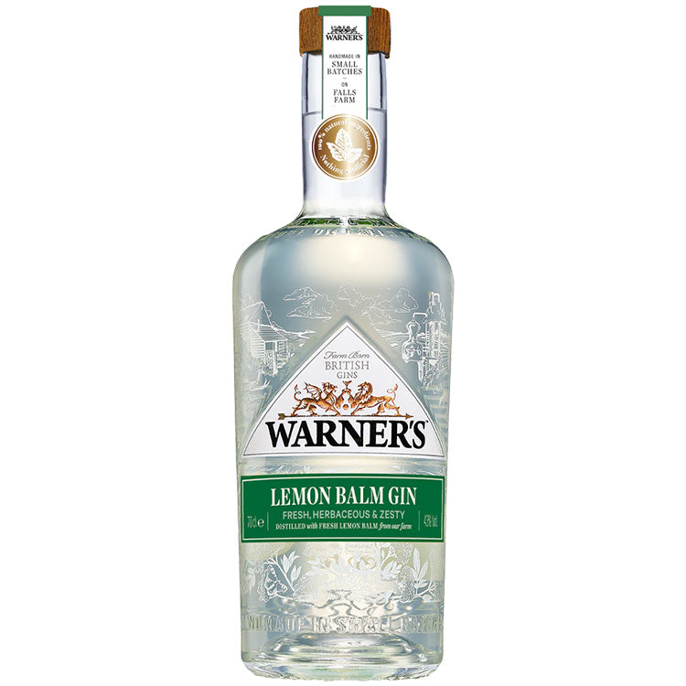 Warner's Lemon Balm Gin flaske fra Falls Farm med friske noter af citronmelisse.