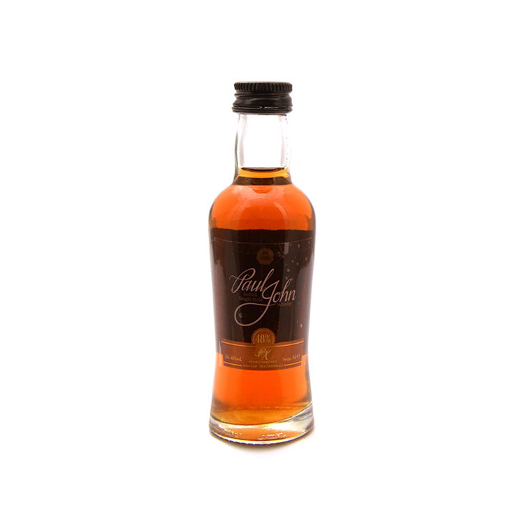 Paul John Indian Single Malt Whisky i miniatureflaske fra Delikatessehuset.