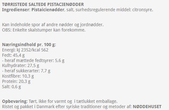 Tørristede og saltede pistacienødder i en skål fra Delikatessehuset.