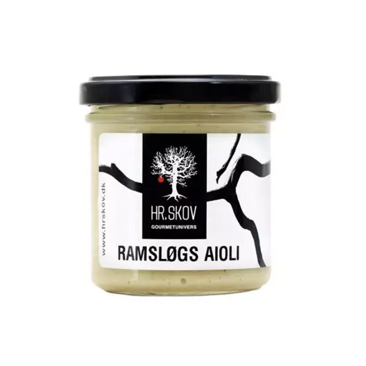 Et glas Hr. Skov Ramsløgs Aioli, perfekt som dip til snackbrød og tapas.