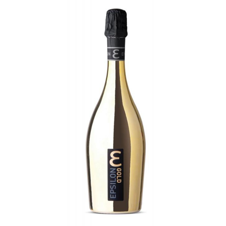 Epsilon Gold mousserende vin i elegant guldflaske fra Delikatessehuset.