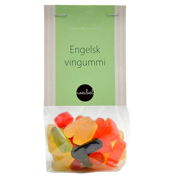 Pose med klassiske engelske vingummier fra Weibel til gavekurve og selvforkælelse.