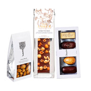 Summerbird trio med mandler, chokoladeplade og gaveæske petit four